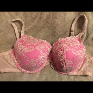 Pink with white lace Victoria Secret bra